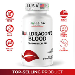 60 capsules per bottle of Hallusa Dragon's Blood