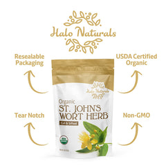 USDA Organic seal on Halo Naturals St. John's Wort label