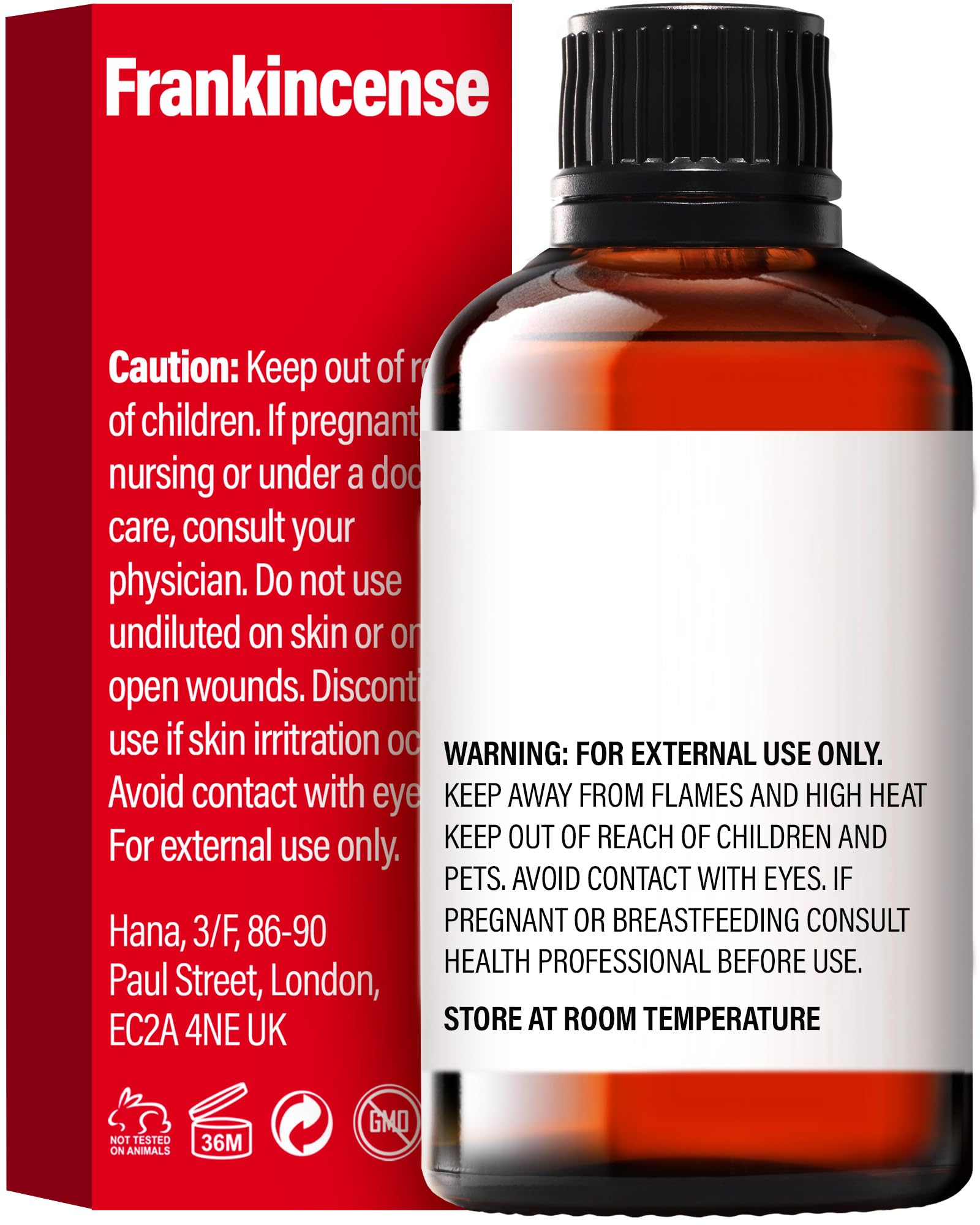 Packaging of H'ana Frankincense Essential Oil