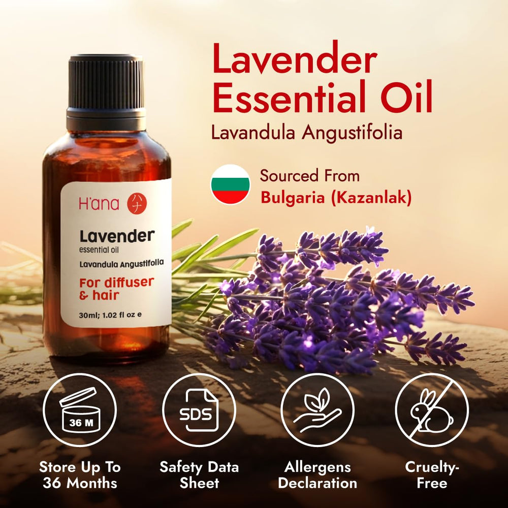 H'ana Lavender Essential Oil packaging and label