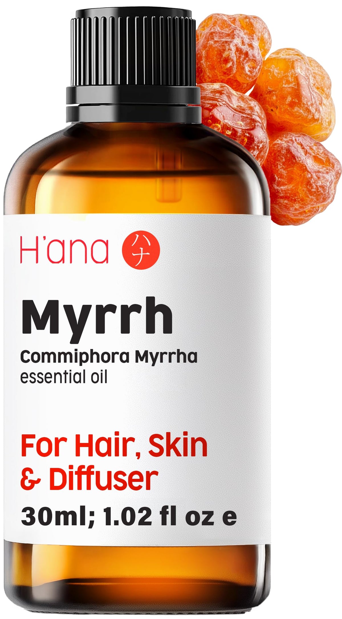 H'ana Myrrh essential oil bottle, 1.02 fl oz