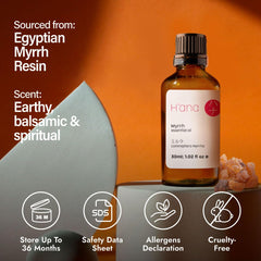 H'ana Myrrh essential oil packaging