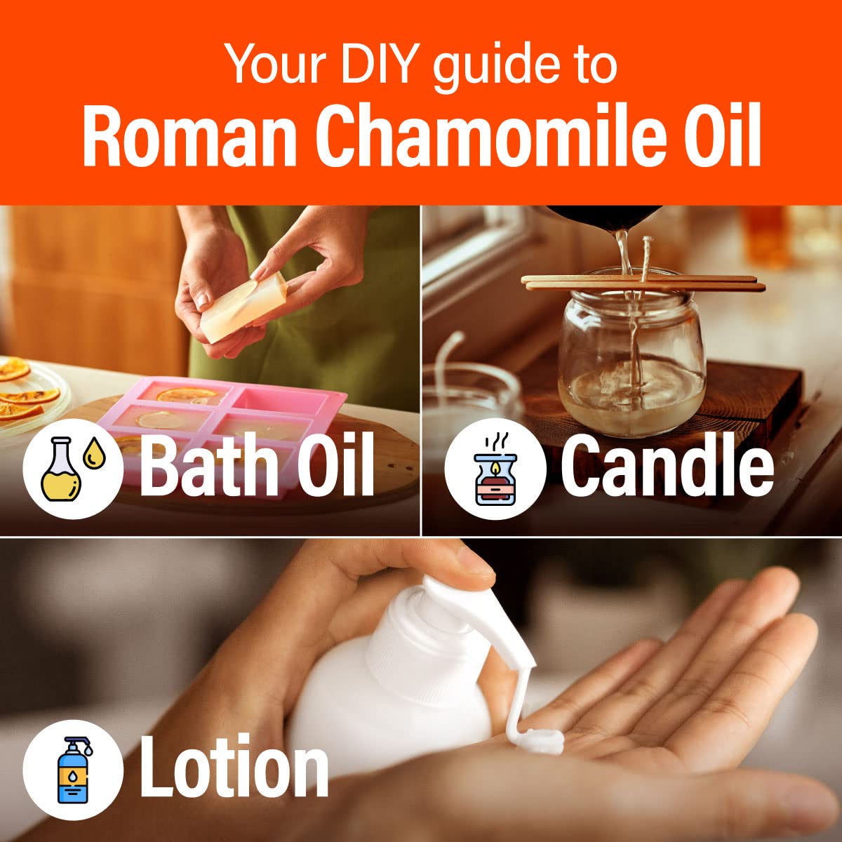 Travel-friendly Roman Chamomile essential oil bottle