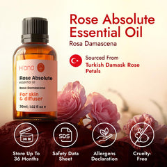 Packaging of H'ana Rose Essential Oil 1.02 Fl Oz