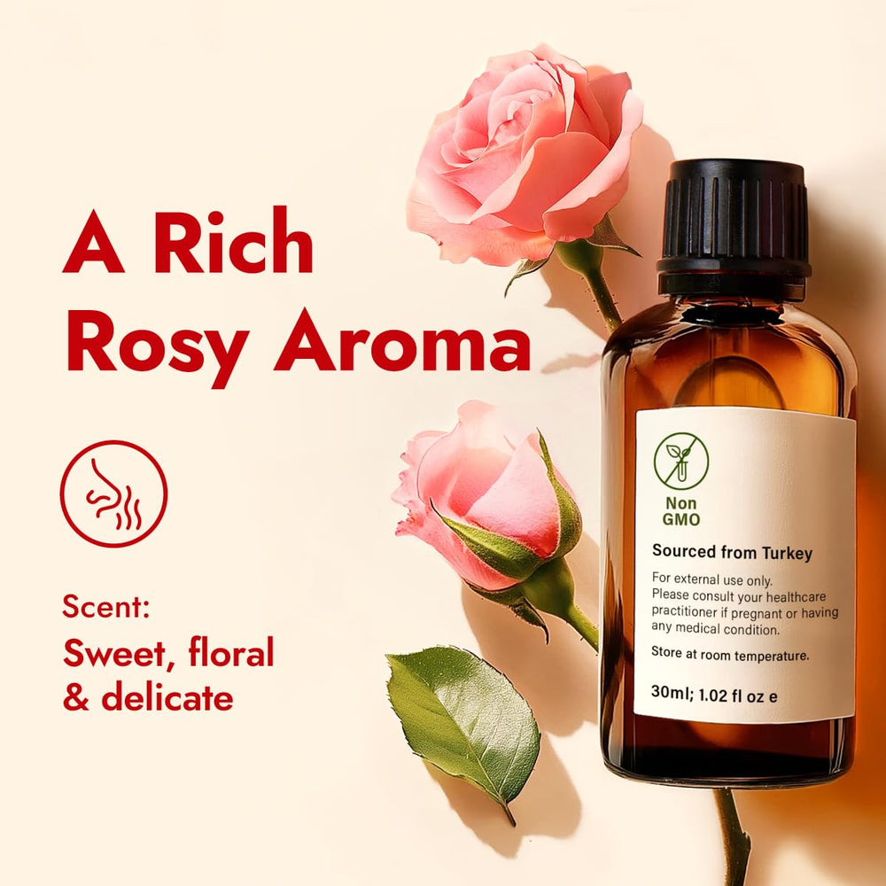 Rose essential oil for skincare and hair care applications