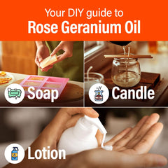 DIY candles and soaps using rose geranium essential oil