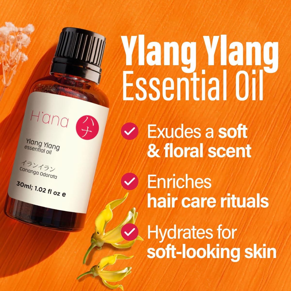 Hair treatment with Ylang Ylang essential oil on ends
