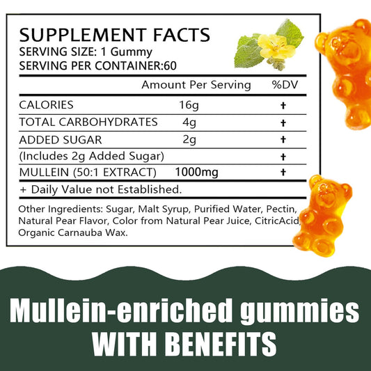 Hanachi Mullein Gummies bottle with 60 gummies