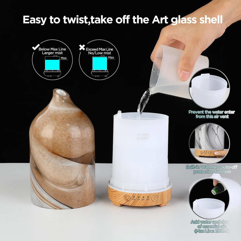 Hand-blown glass diffuser integrated with home decor
