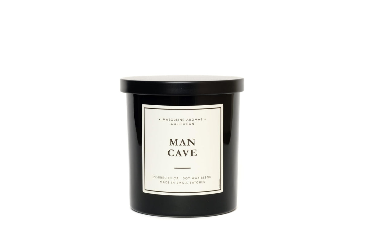 9oz masculine candle hand-poured in California with a woodsy scent