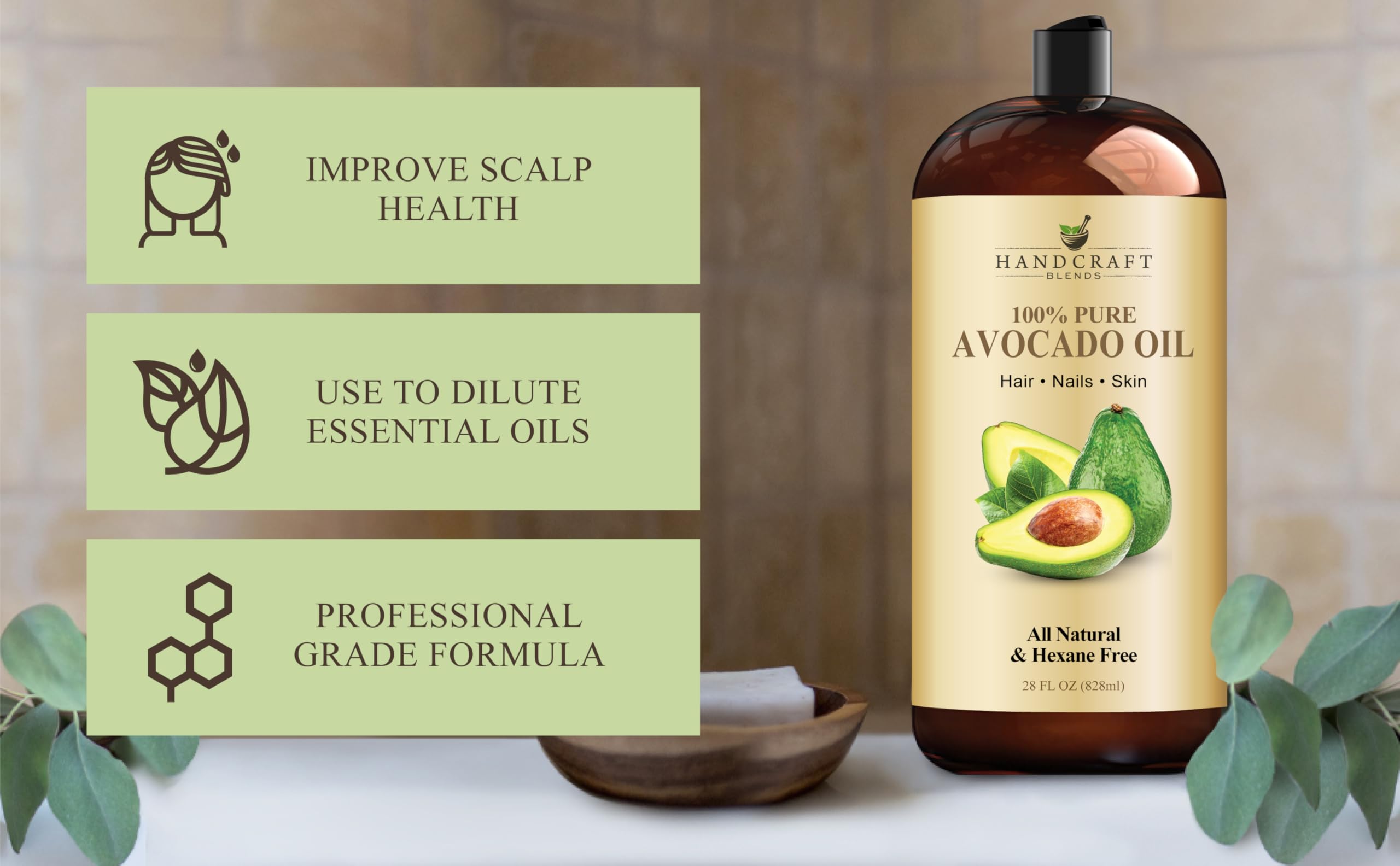 Avocado oil applied to skin for natural moisturization