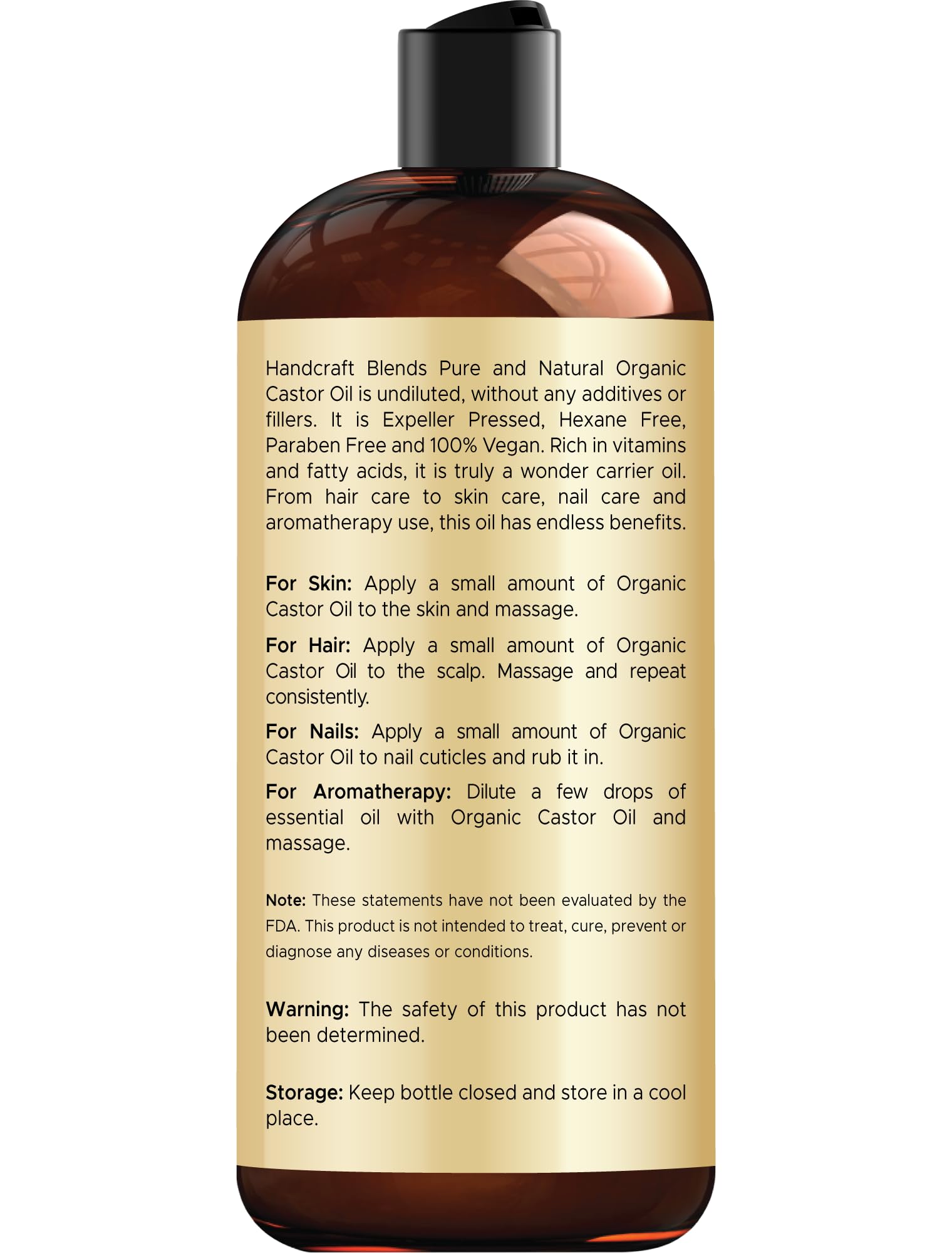 Expeller-pressed hexane-free castor oil bottle