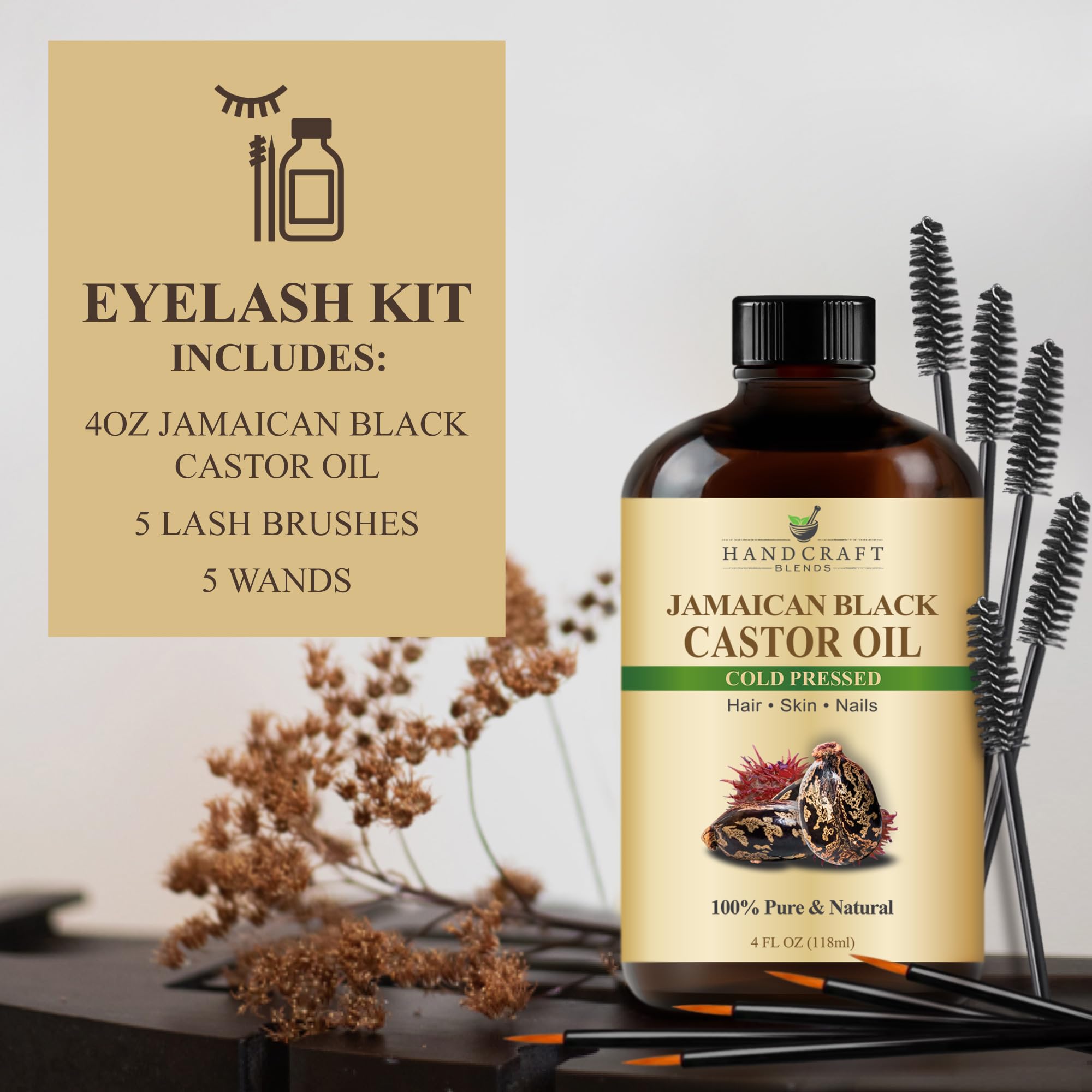 Conditioning eyelashes and eyebrows with castor oil