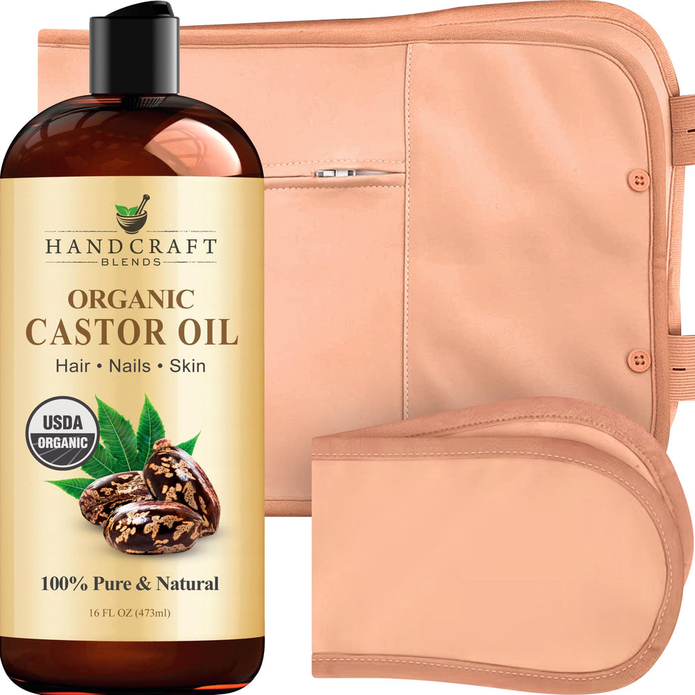 Castor oil pack wrap applied to neck and stomach