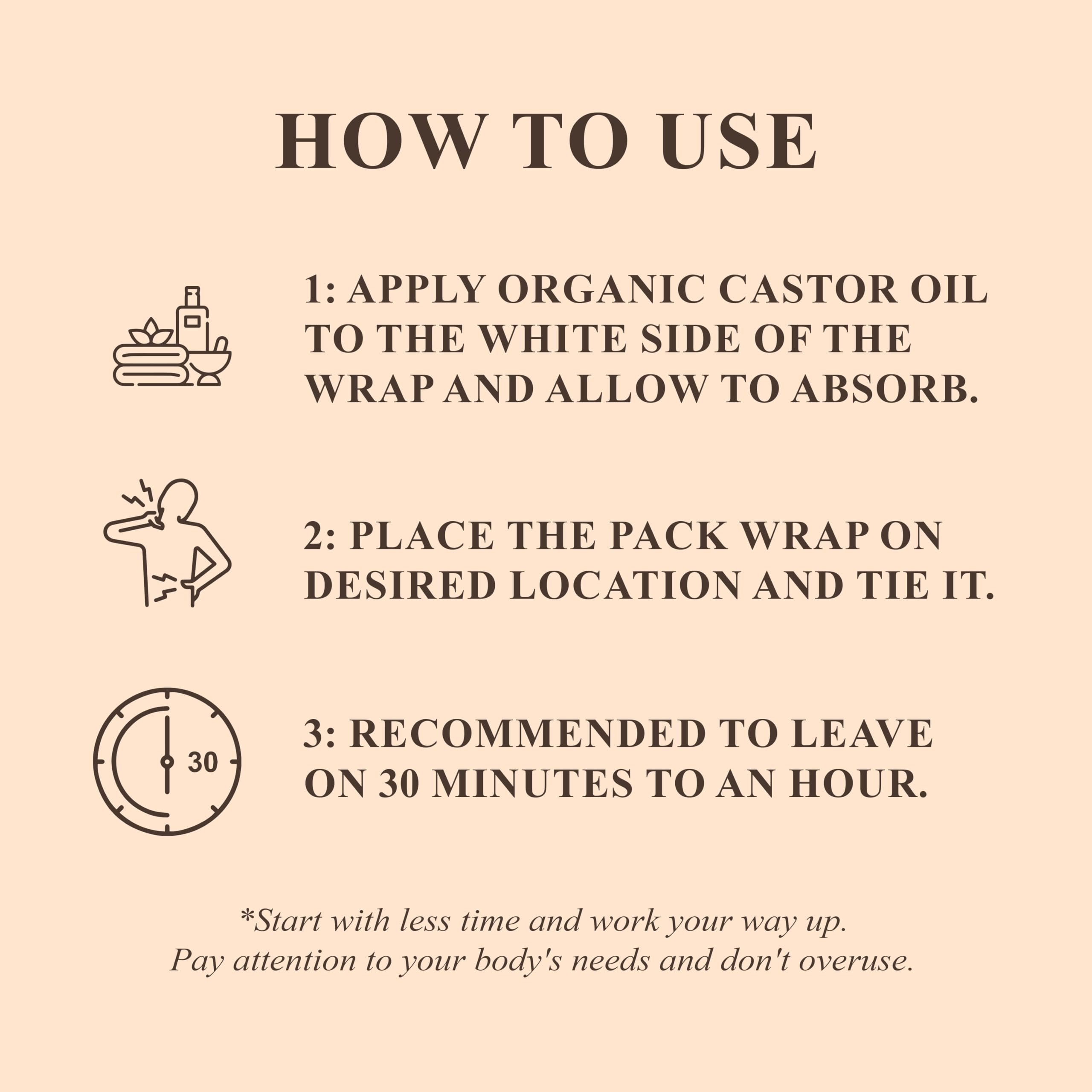 Adjustable elastic straps on castor oil pack wrap