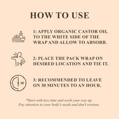 Adjustable elastic straps on castor oil pack wrap