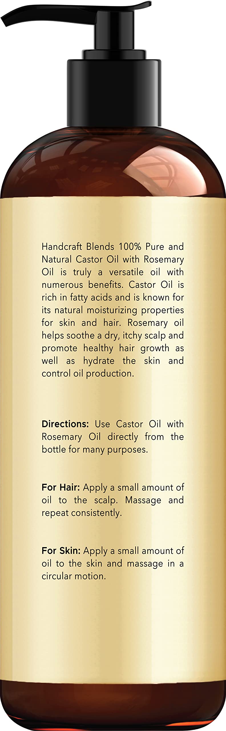 Front view of Handcraft Blends Castor Oil with Rosemary