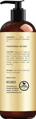 Label close-up of ingredients for castor oil with rosemary