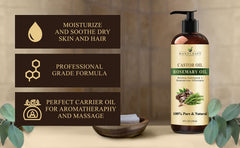 Hair, eyelashes, and eyebrows care products with castor oil and rosemary