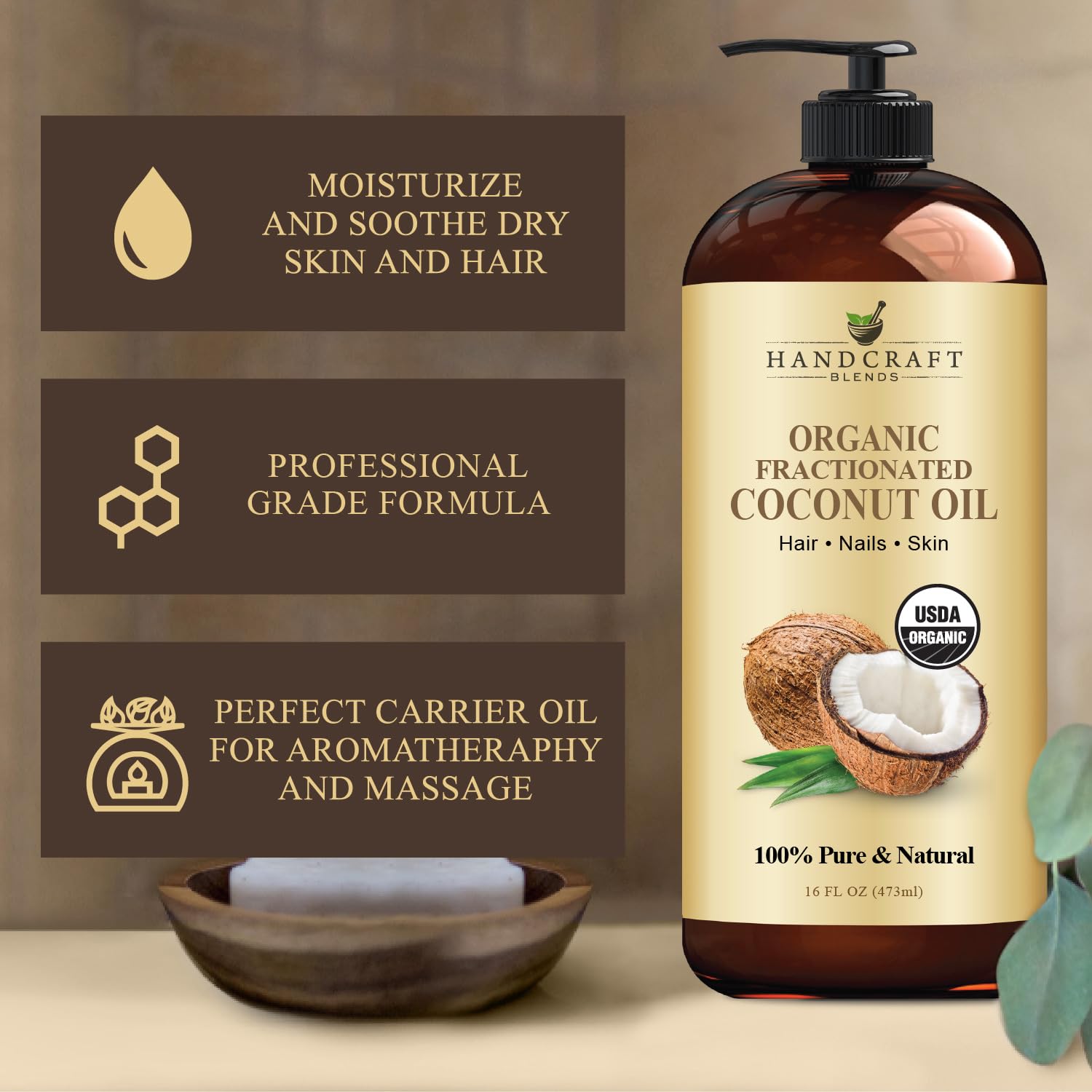 Label showing fragrance-free, hexane-free and vegan claims