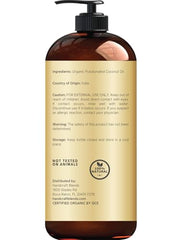 Applying coconut oil to skin for moisturizing