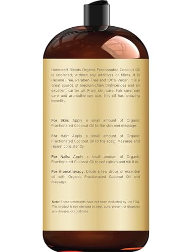 Pouring fractionated coconut oil from bottle