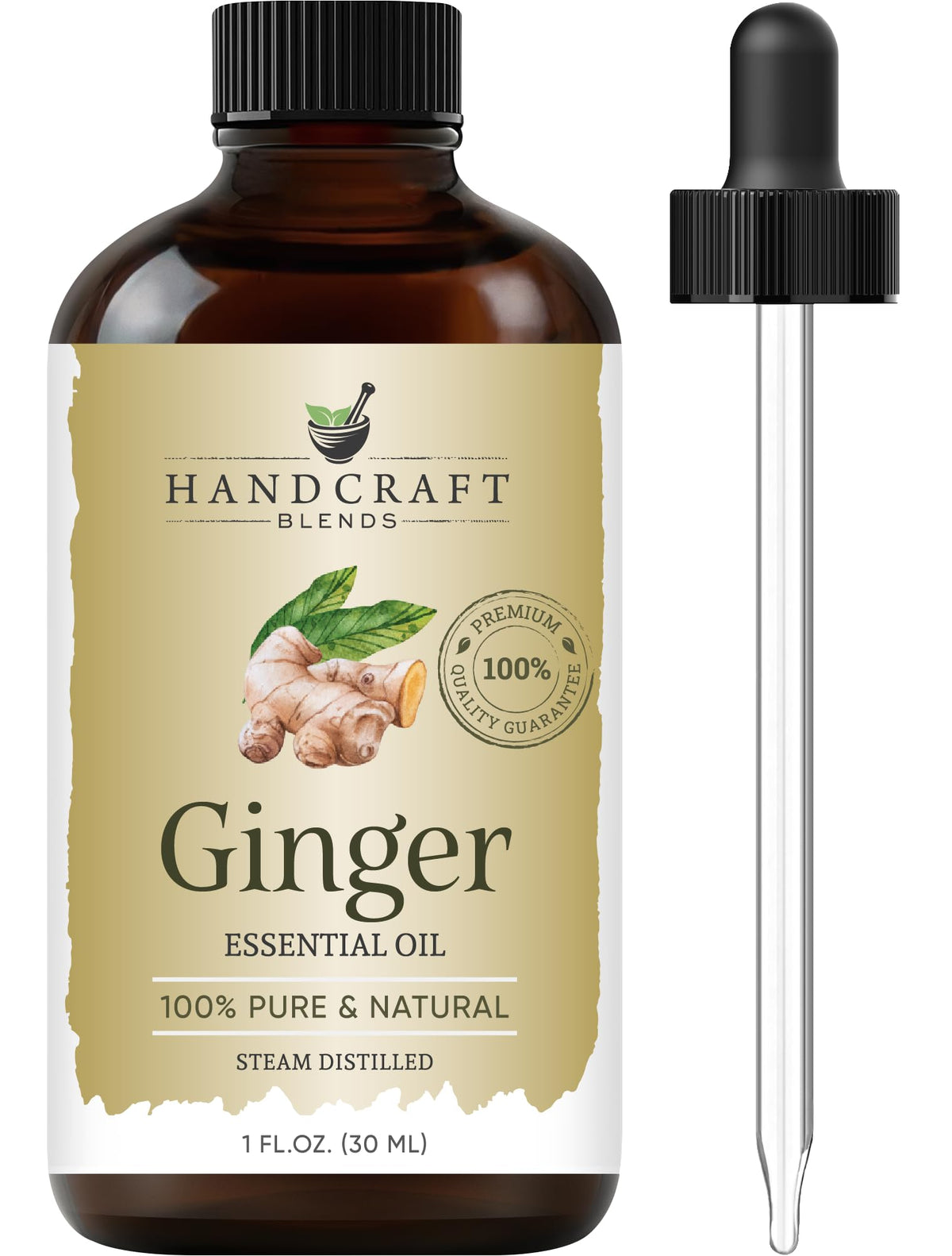 Handcraft Blends Ginger Essential Oil 1oz amber glass bottle
