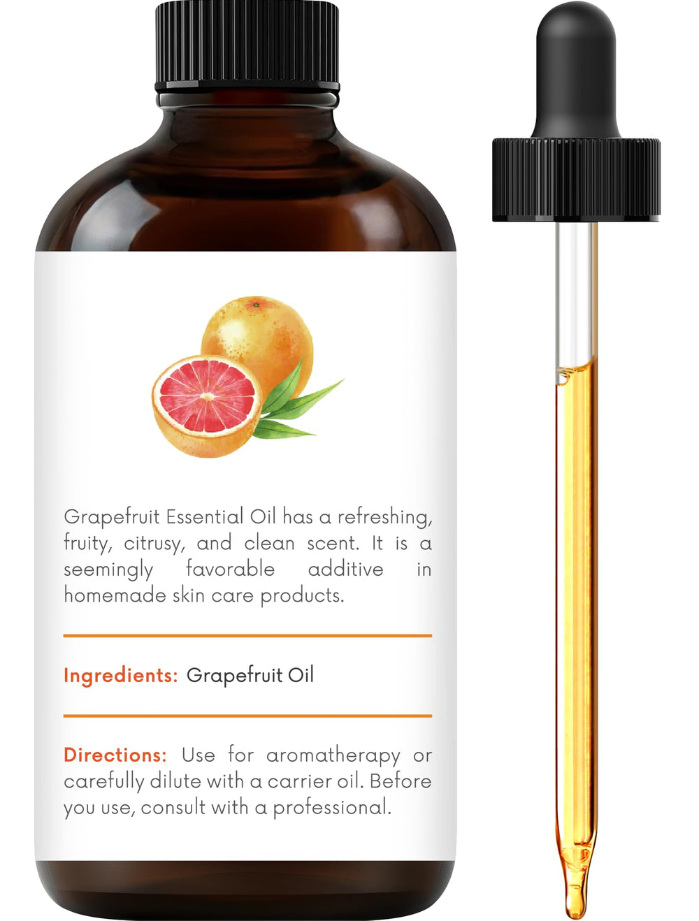 Amber glass bottle with Grapefruit Essential Oil for Handcraft Blends
