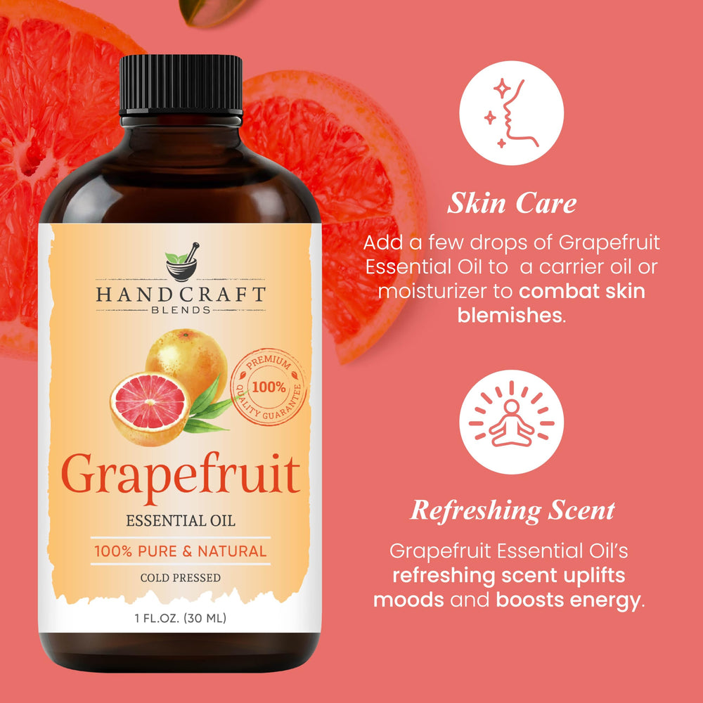 Grapefruit essential oil bottle with Handcraft Blends label