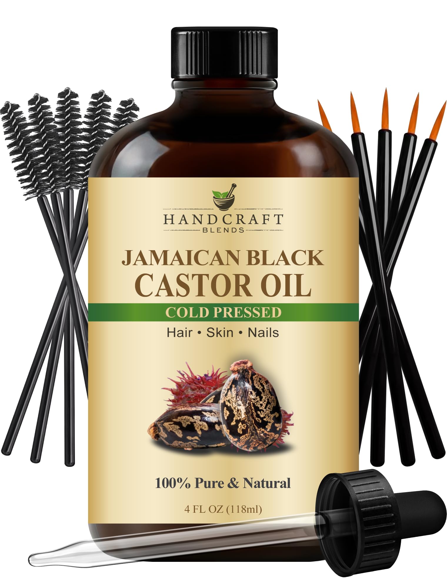 4 oz glass bottle of Handcraft Blends Jamaican Black Castor Oil