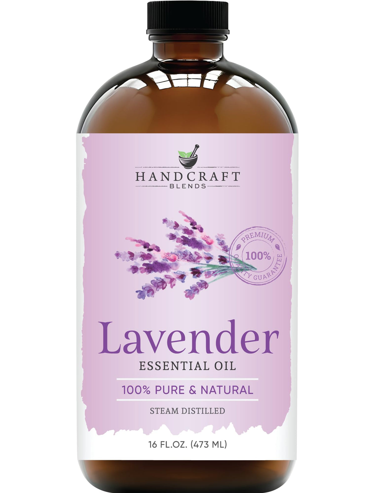 Handcraft Blends Lavender Essential Oil bottle – 16 fl oz glass bottle