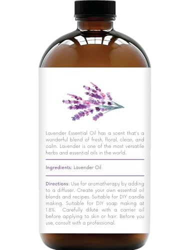Close-up of Handcraft Blends Lavender oil label – 100% pure and natural