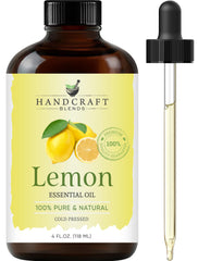 Handcraft Blends Lemon Essential Oil in a 4 oz amber bottle