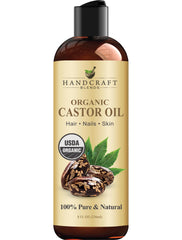 Front view of Handcraft Blends Organic Castor Oil 8oz bottle