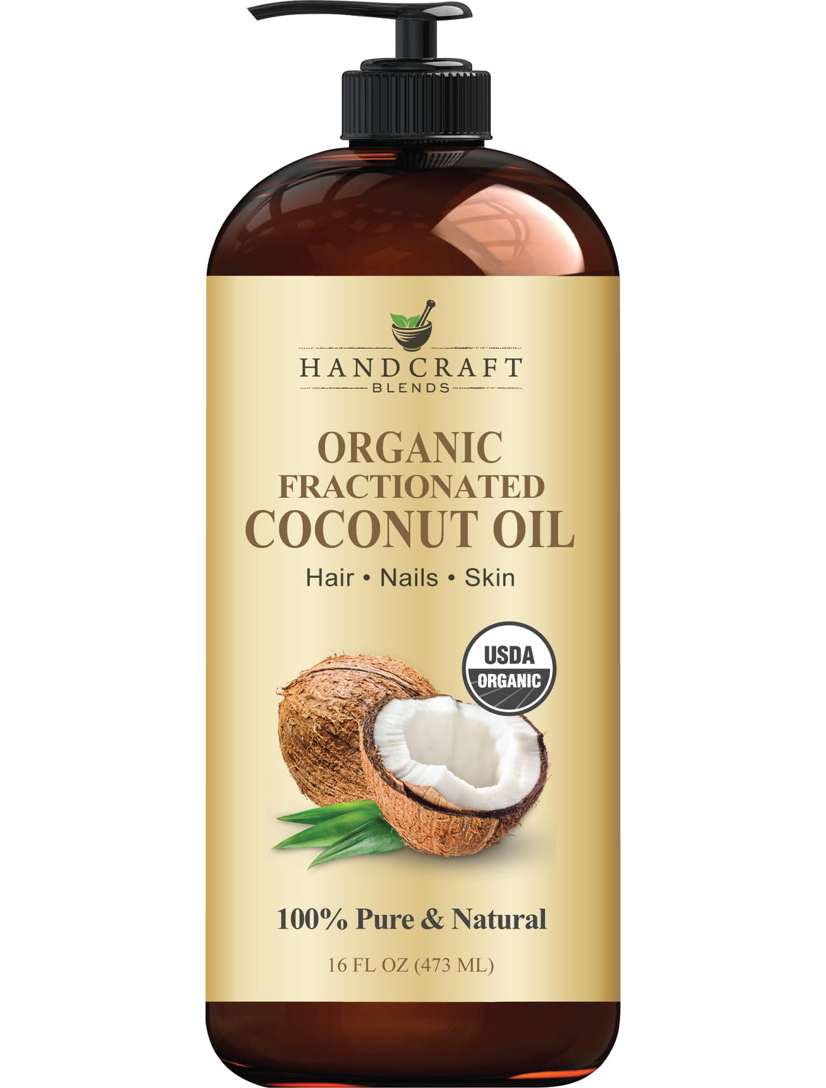 Handcraft Blends Organic Fractionated Coconut Oil 16oz bottle