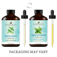 Amber glass bottle with dropper for spearmint essential oil