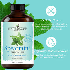 Spearmint essential oil bottle with label