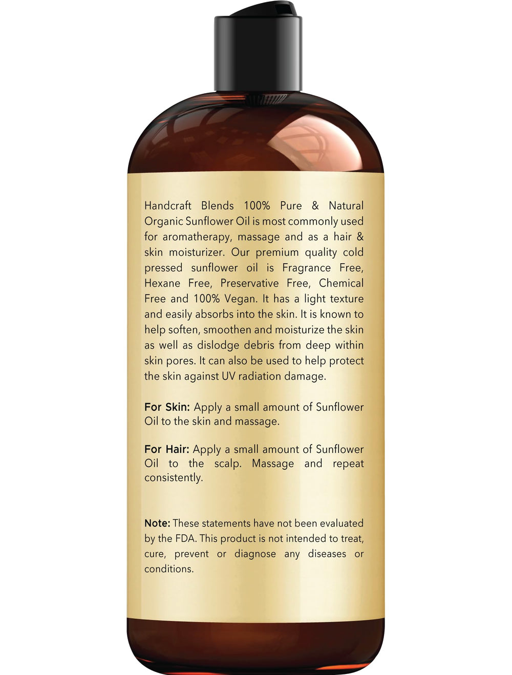 Close-up of Handcraft Blends Sunflower Oil label
