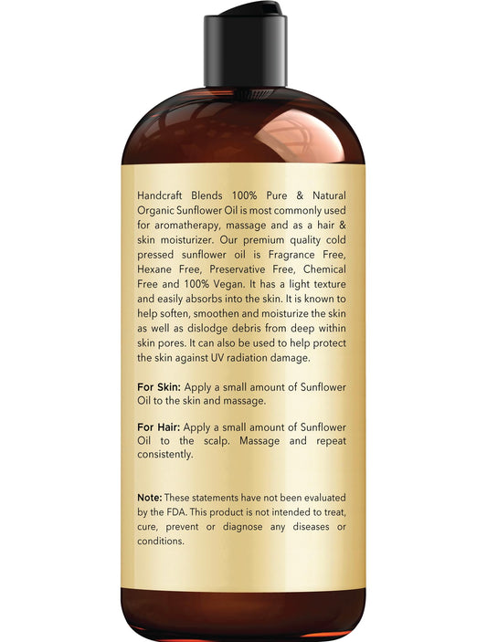 Close-up of Handcraft Blends Sunflower Oil label