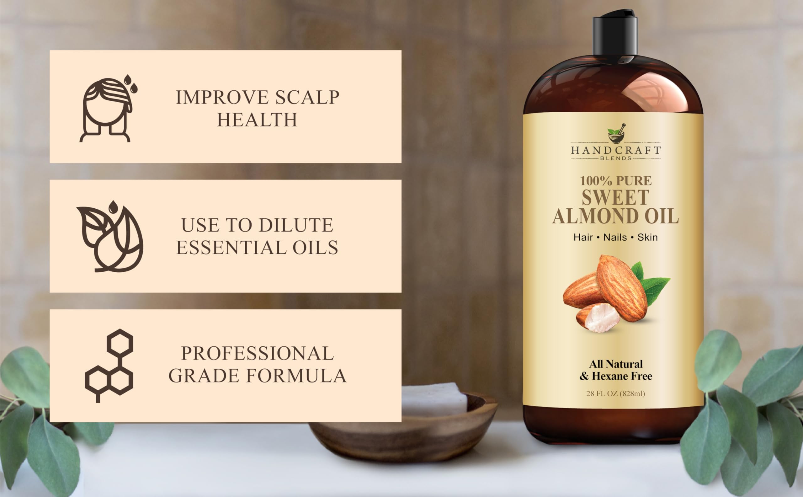 Pouring sweet almond oil into a dish