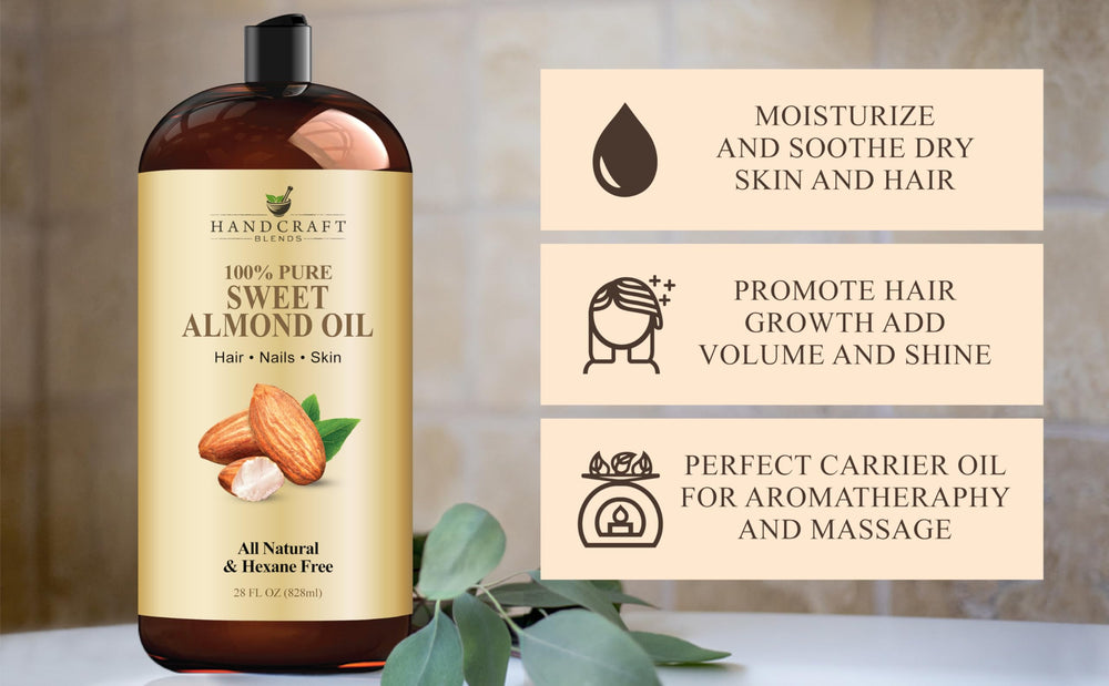 USA-sourced, hexane-free almond oil bottle