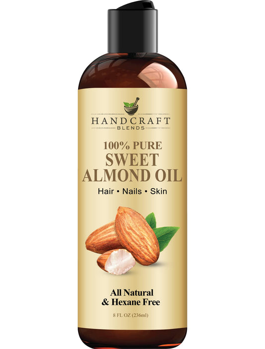 Front view of Handcraft Blends Sweet Almond Oil 8oz bottle