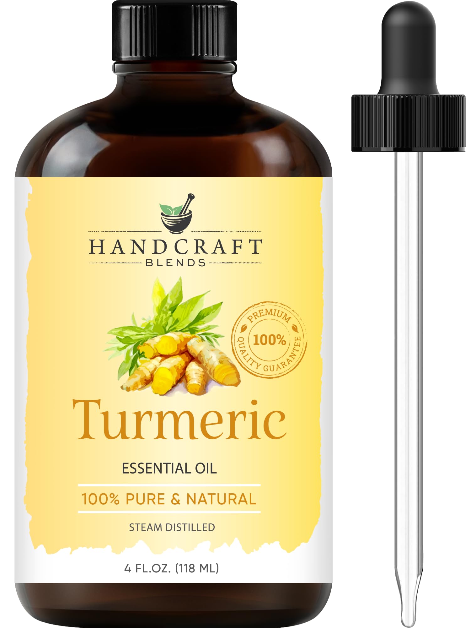 Handcraft Blends Turmeric Essential Oil in an amber glass bottle (4 oz)