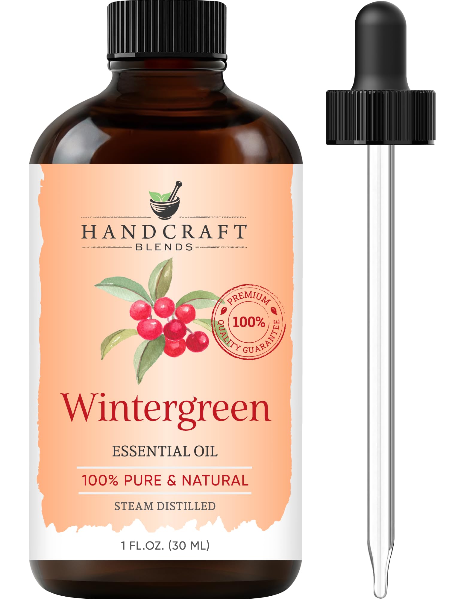 Handcraft Blends Wintergreen Essential Oil 1 oz amber glass bottle