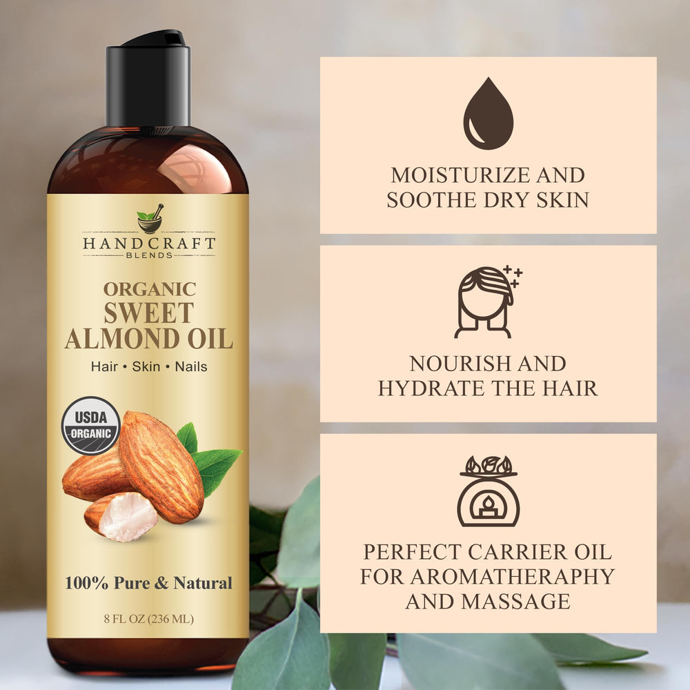 Pouring almond oil for hair and skin moisture