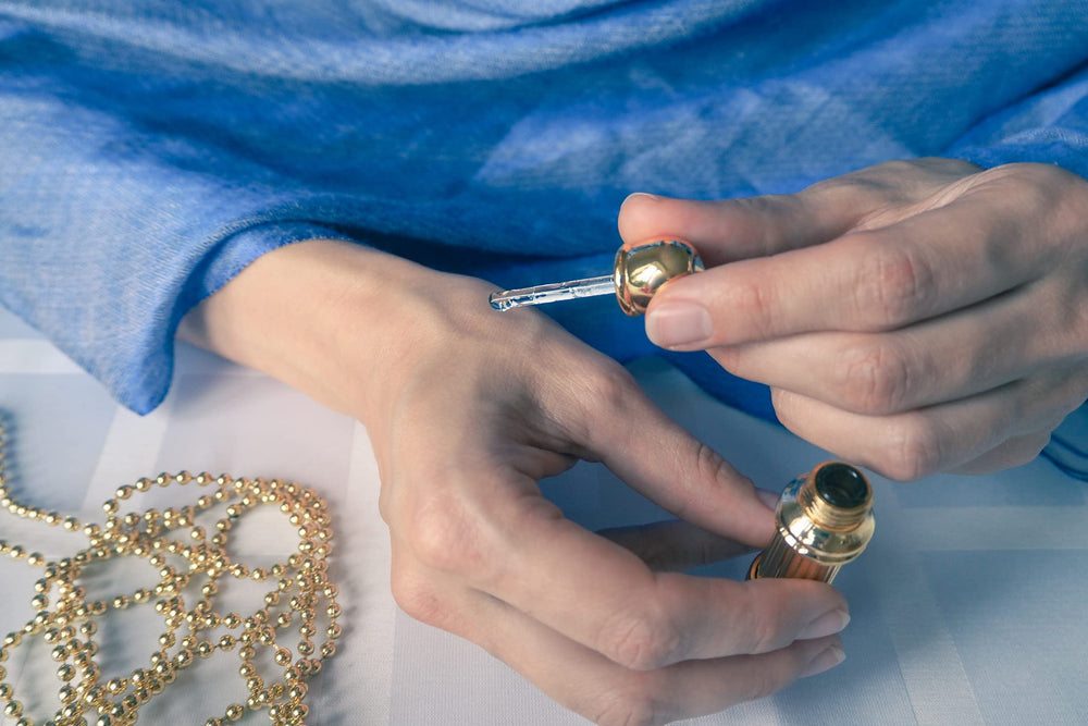 Handcrafted perfume oil labeling