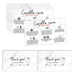 Crafters Cup handmade candle care instruction card with marble white design