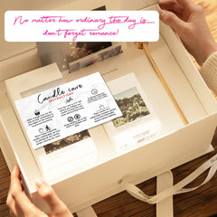 Usage scenario showing care instructions for handmade candles