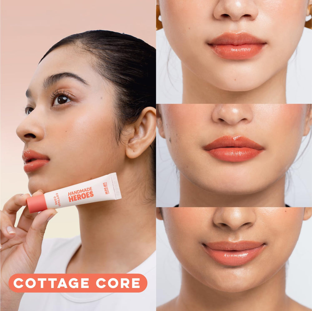 Handmade Heroes lip gloss showing buildable sheer to bold color range
