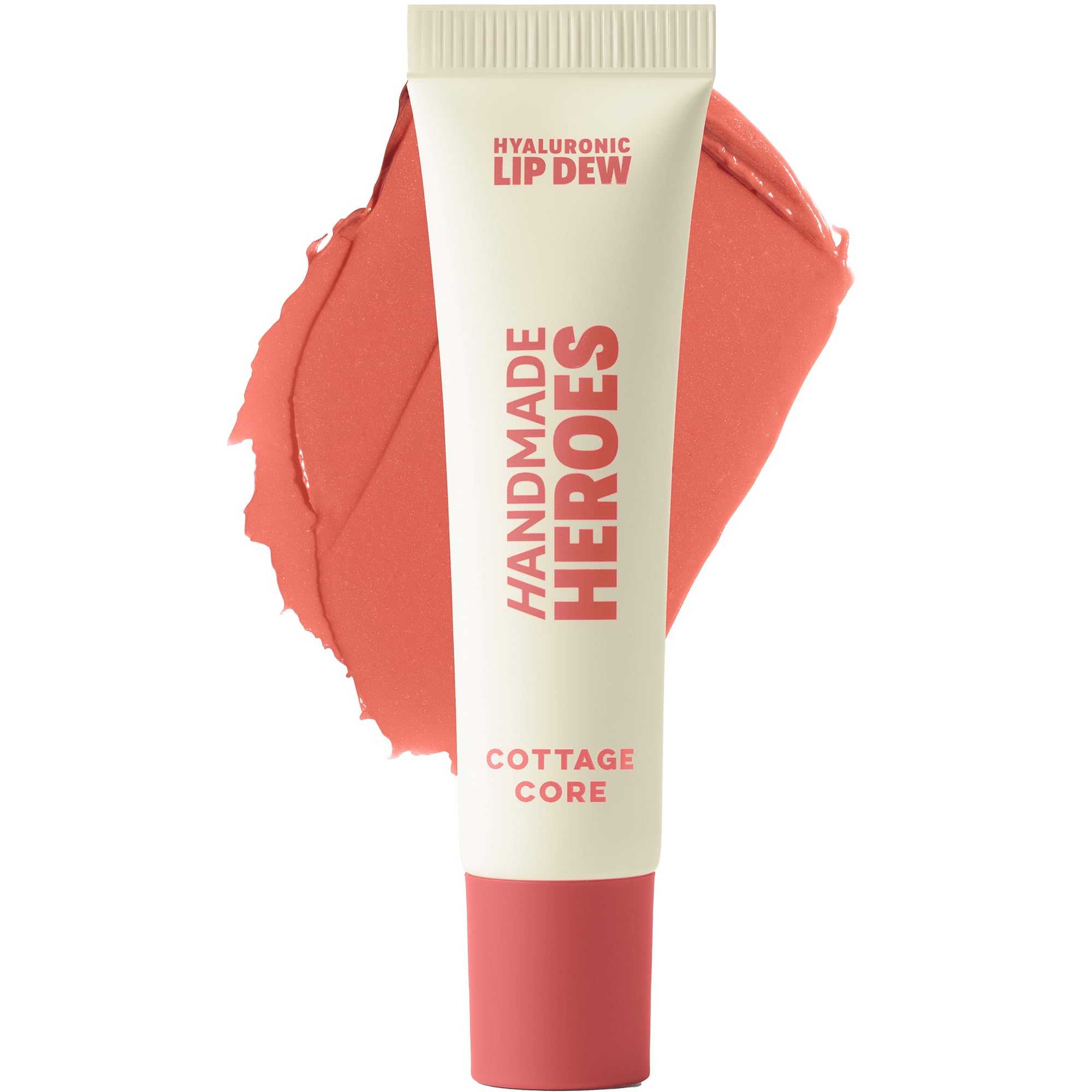Handmade Heroes lip gloss in pink dew tube delivering lasting hydration